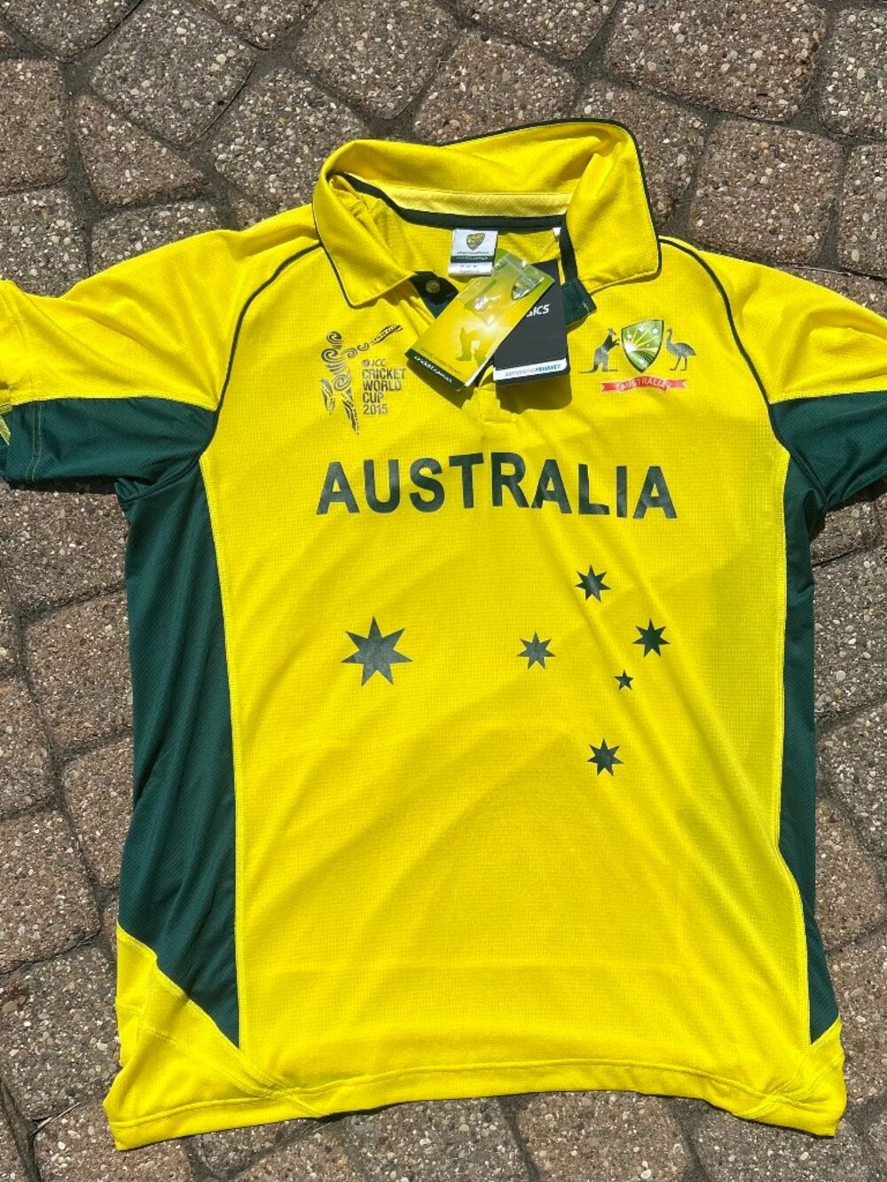 New NWT Australia 2015 ICC Cricket World Cup Jersey Shirt Asics Men XL